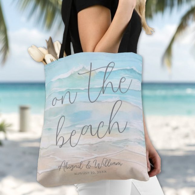 Aquarell Strandhochzeit Tasche (Watercolor On The Beach Wedding Tote Bag )