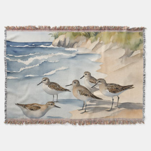 Aquarell-Strandszene Sandstrandläufer Seevögel Decke