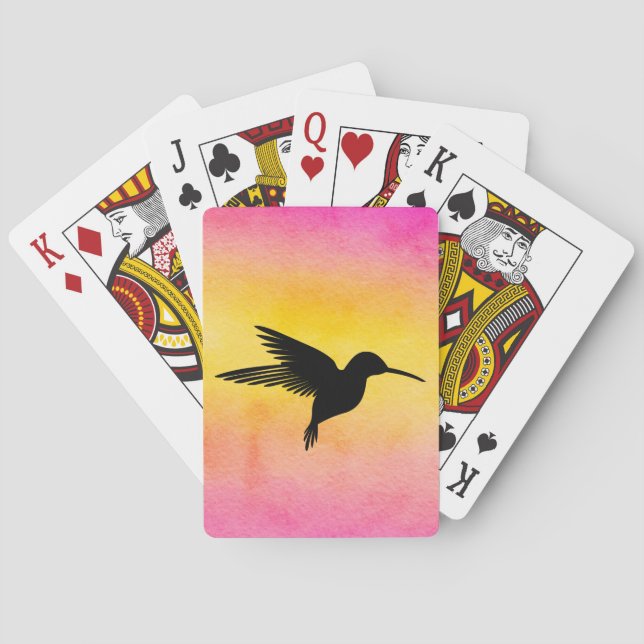 Aquarell-strukturierter Kolibri-Spielkarten Spielkarten (Rückseite)