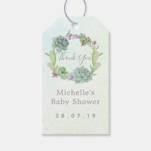 Aquarell-Succulents Kinderdusche Danke Geschenkanhänger
