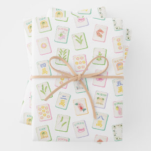 Aquarell Südlicher Sommer Mahjong Geschenkpapier Set
