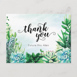 Aquarell Sukkuläres Brautparty Flat Vielen Dank Postkarte