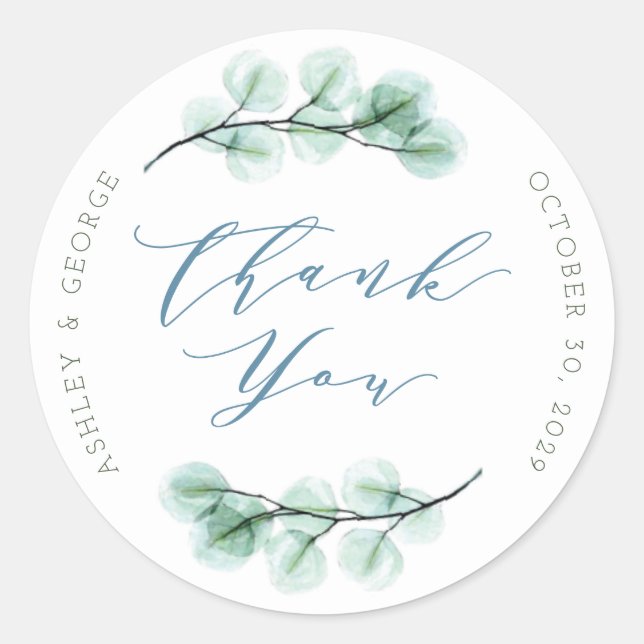 Aquarell Sukkulent Garden Chic Wedding Vielen Dank Runder Aufkleber (Vorderseite)