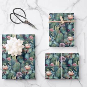 Aquarell Sukkulente Geschenkpapier Set