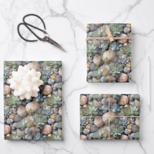 Aquarell Sukkulente Geschenkpapier Set