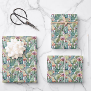 Aquarell Sukkulente Geschenkpapier Set