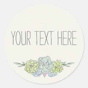 Aquarell Sukkulente Shabby Chic Boho Floral Runder Aufkleber