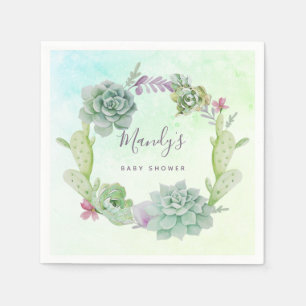 Aquarell Sukkulenten Baby Shower Serviette