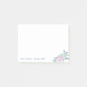 Aquarell-Sukkulenten-Blumen-Notizblock mit individ Post-it Klebezettel