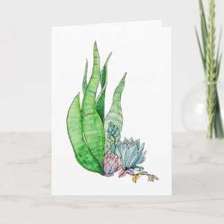 Aquarell Sukkulenten Botanische Grünpflanzen Karte