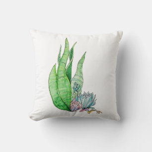 Aquarell Sukkulenten Botanische Grünpflanzen Kissen