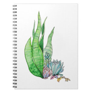 Aquarell Sukkulenten Botanische Grünpflanzen Notizblock