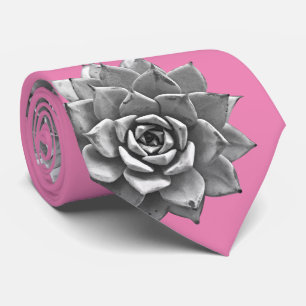Aquarell-Sukkulenten Grau auf Rosa Krawatte