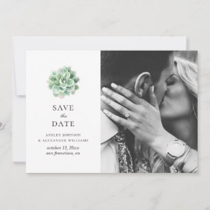 Aquarell Sukkulenten. Grüner Kaktus. Botanisch Save The Date