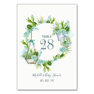 Aquarell Sukkulenten Junge Baby Shower Tischnummer