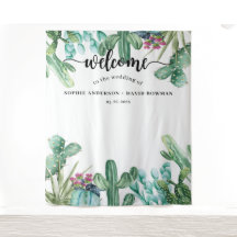 Aquarell Sukkulenten Kaktus Hochzeitskulisse