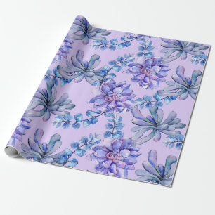 Aquarell Sukkulenten Pflanzen Geschenkpapier