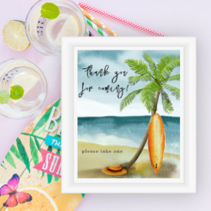 Aquarell-Surfstrand - Danke fürs Kommen Poster