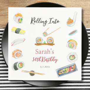 Aquarell Sushi und Sashimi Geburtstag für jedes Al Serviette