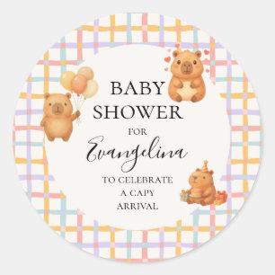 Aquarell Süße Capybara-Baby-Party Runder Aufkleber