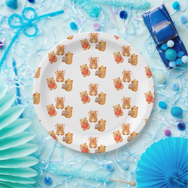 Aquarell Süße Capybara Pappteller (Party)