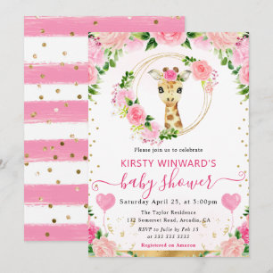 Aquarell Süße Dschungel-Giraffe Baby Shower Einladung