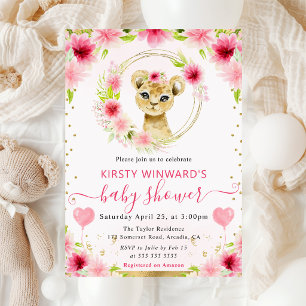 Aquarell Süße Dschungel-Löwe-Baby-Party Einladung