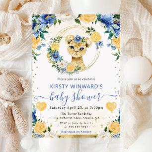 Aquarell Süße Dschungel-Löwe-Baby-Party Einladung