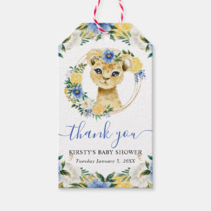 Aquarell Süße Dschungel Löwe Floral Baby Shower Geschenkanhänger