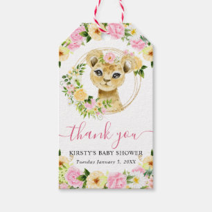 Aquarell Süße Dschungel Löwe Floral Baby Shower Geschenkanhänger