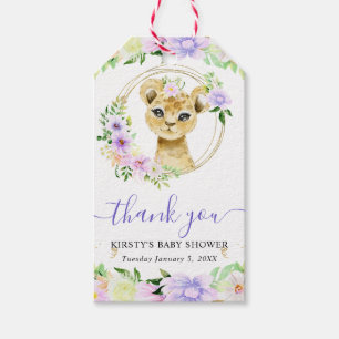 Aquarell Süße Dschungel Löwe Floral Baby Shower Geschenkanhänger