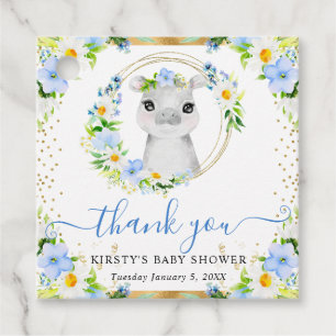 Aquarell Süße Dschungel Nilpferd Floral Baby Showe Geschenkanhänger