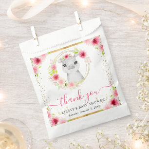 Aquarell Süße Dschungel Nilpferd Floral Baby Showe Geschenktütchen