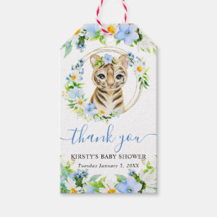 Aquarell Süße Dschungel Tiger Floral Baby Shower Geschenkanhänger