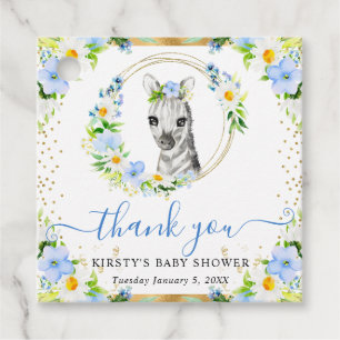 Aquarell Süße Dschungel Zebra Blumen Baby Shower Geschenkanhänger