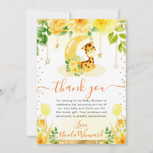 Aquarell Süße Florale Giraffe Baby Shower Dankeskarte