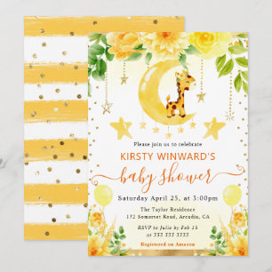 Aquarell Süße Florale Giraffe Baby Shower Einladung