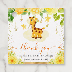 Aquarell Süße Florale Giraffe Baby Shower Geschenkanhänger