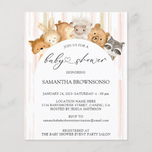 Aquarell Süße Waldtiere Baby Shower Budget Flyer