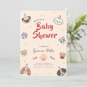 Aquarell Süße Welpen-Hunde-Baby-Party Einladung