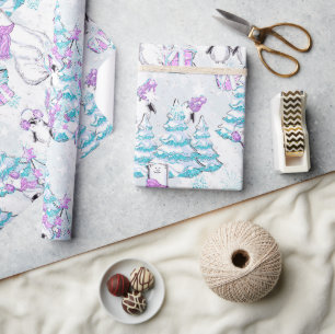 Aquarell Süßer Eisbär und Pinguinfreunde Geschenkpapier