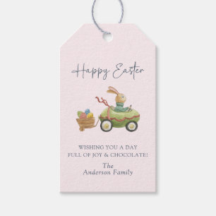 Aquarell Süßer Hase, Rosa Frohe Ostern  Geschenkanhänger