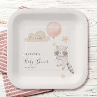 Aquarell Süßer Waschbär Fliegender Ballon Baby Sho