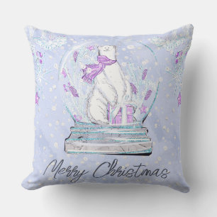 Aquarell Süßer Winter Eisbär Schneekugel Kissen