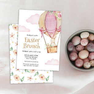 Aquarell Süßes Kaninchen mit Ballon Ostern Brunch Einladung