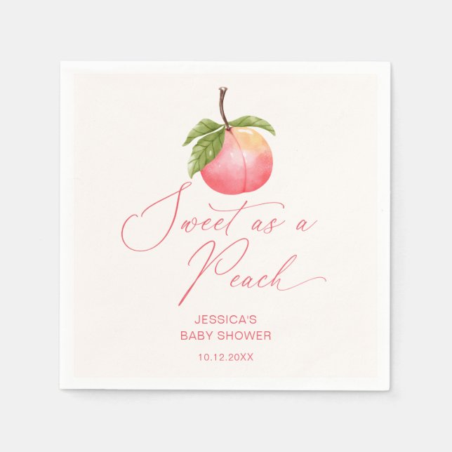 Aquarell Sweet als Peach Baby Dusche Serviette (Vorderseite)