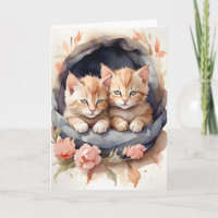 Aquarell Tabby Kittens Brothers Blume Leere