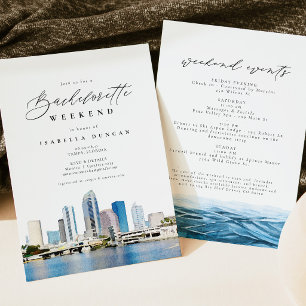 Aquarell Tampa Florida Skyline Ozean Tropisch Einladung