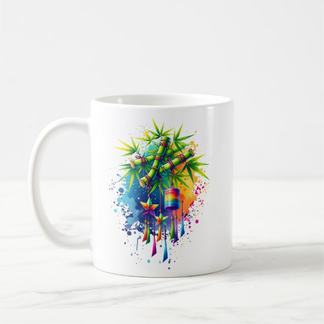 Aquarell-Tanabata-Baum Kaffeetasse (Links)