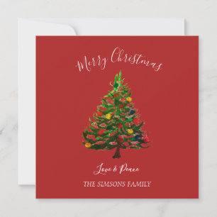 Aquarell-Tannen-Weihnachtsbaum  Feiertagskarte